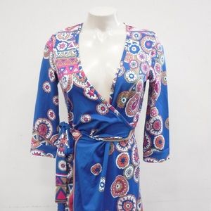 Julie Brown mix print 3/4 sleeve wrap dress